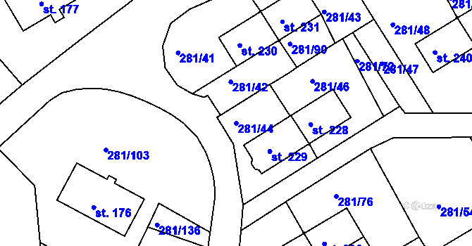 Parcela st. 281/44 v KÚ Loučovice, Katastrální mapa