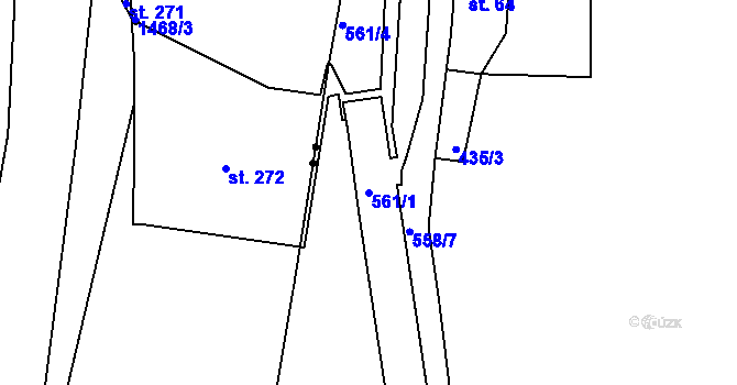 Parcela st. 561/1 v KÚ Loučovice, Katastrální mapa