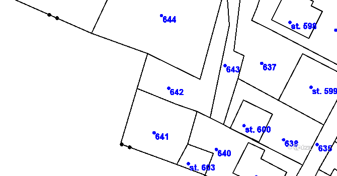 Parcela st. 642 v KÚ Loučovice, Katastrální mapa