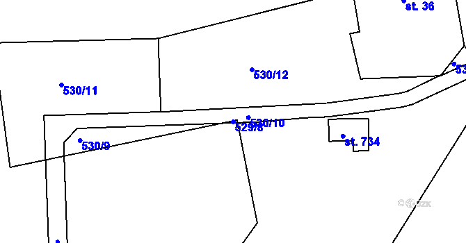 Parcela st. 529/8 v KÚ Loučovice, Katastrální mapa