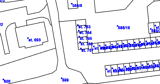 Parcela st. 756 v KÚ Loučovice, Katastrální mapa