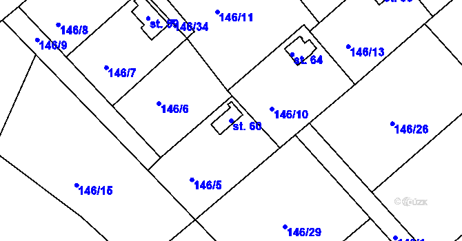 Parcela st. 60 v KÚ Dvorečná, Katastrální mapa