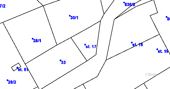 Parcela st. 17 v KÚ Louka, Katastrální mapa