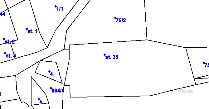 Parcela st. 35 v KÚ Louka, Katastrální mapa