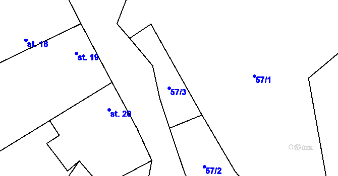 Parcela st. 57/3 v KÚ Louka, Katastrální mapa