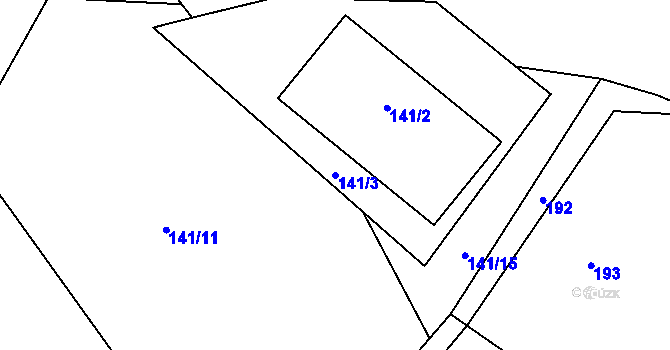 Parcela st. 141/3 v KÚ Louka, Katastrální mapa