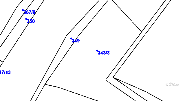 Parcela st. 343/3 v KÚ Louka, Katastrální mapa
