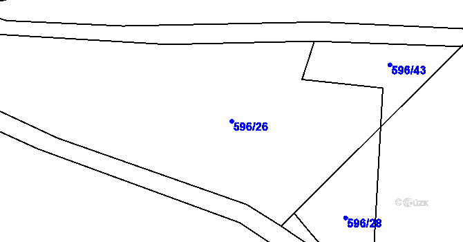 Parcela st. 596/26 v KÚ Louka, Katastrální mapa