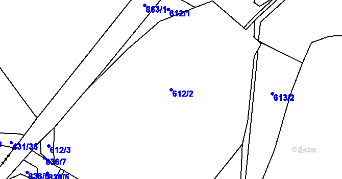 Parcela st. 612/2 v KÚ Louka, Katastrální mapa
