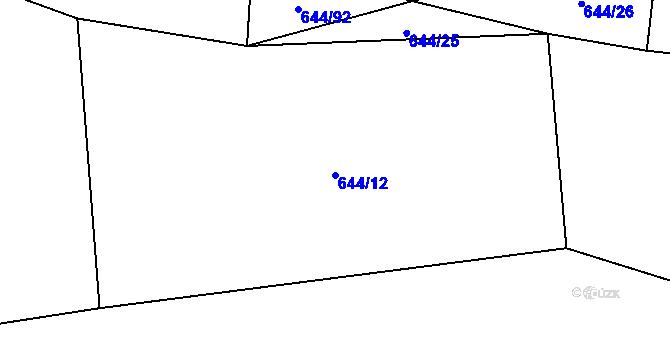 Parcela st. 644/12 v KÚ Louka, Katastrální mapa