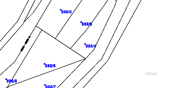 Parcela st. 888/4 v KÚ Louka, Katastrální mapa