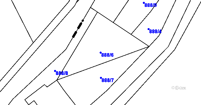 Parcela st. 888/6 v KÚ Louka, Katastrální mapa