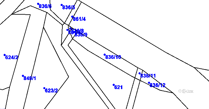 Parcela st. 836/10 v KÚ Louka, Katastrální mapa