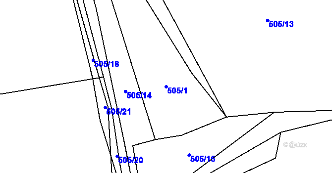 Parcela st. 505/1 v KÚ Louka, Katastrální mapa