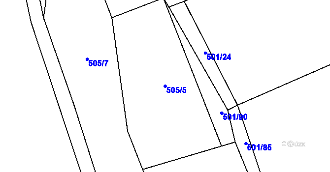 Parcela st. 505/5 v KÚ Louka, Katastrální mapa