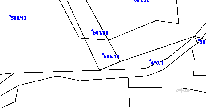 Parcela st. 505/16 v KÚ Louka, Katastrální mapa
