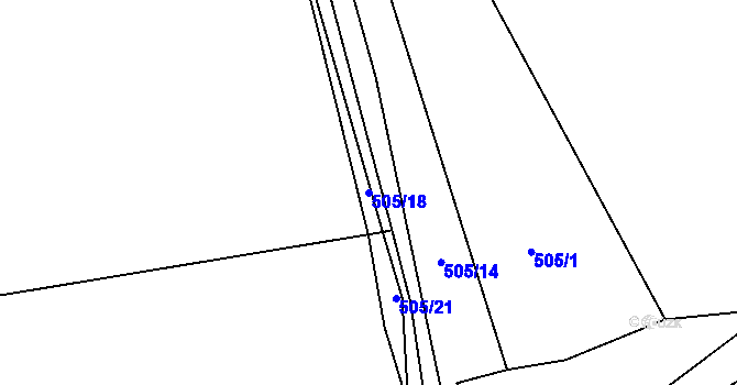 Parcela st. 505/18 v KÚ Louka, Katastrální mapa