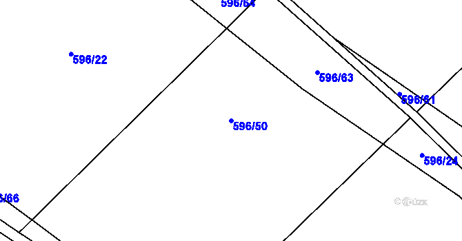 Parcela st. 596/50 v KÚ Louka, Katastrální mapa