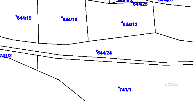 Parcela st. 644/24 v KÚ Louka, Katastrální mapa