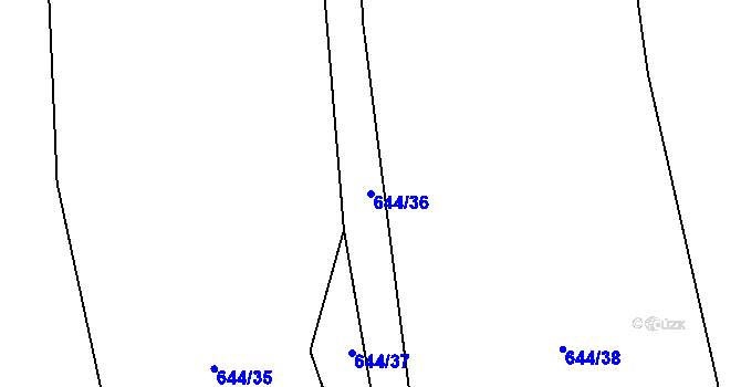 Parcela st. 644/36 v KÚ Louka, Katastrální mapa