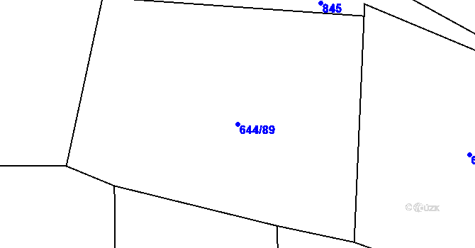 Parcela st. 644/89 v KÚ Louka, Katastrální mapa