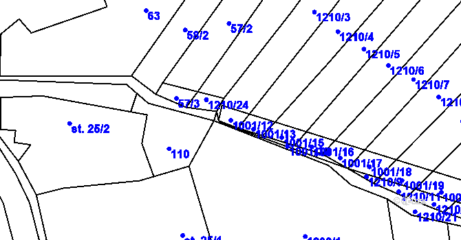 Parcela st. 1001/12 v KÚ Louka u Jemnice, Katastrální mapa