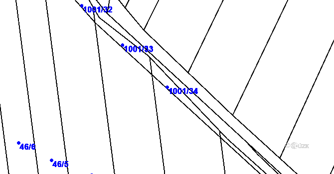 Parcela st. 1001/34 v KÚ Louka u Jemnice, Katastrální mapa