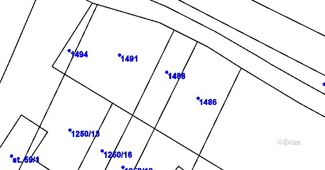 Parcela st. 1250/5 v KÚ Louka u Jemnice, Katastrální mapa