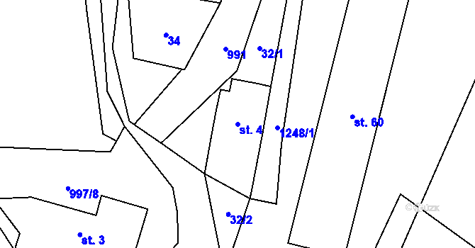 Parcela st. 4 v KÚ Louka u Jemnice, Katastrální mapa