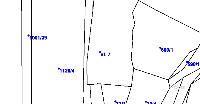 Parcela st. 7 v KÚ Louka u Jemnice, Katastrální mapa