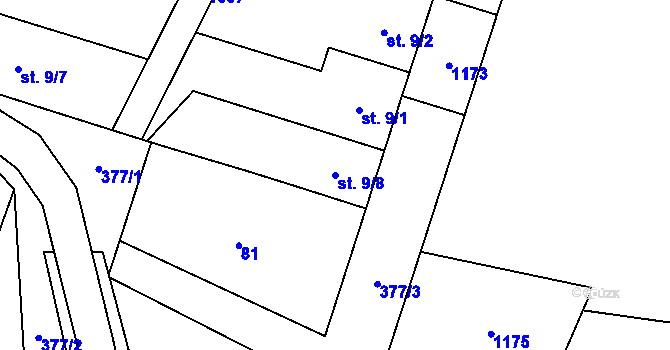 Parcela st. 9/8 v KÚ Louka u Jemnice, Katastrální mapa