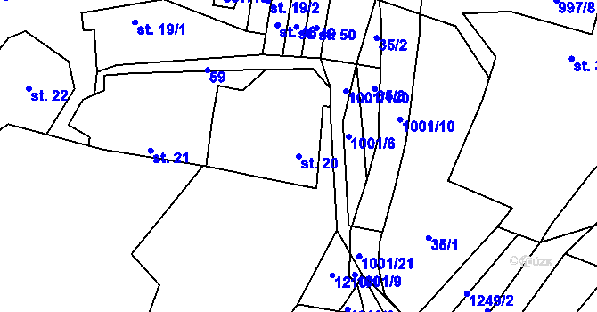 Parcela st. 20 v KÚ Louka u Jemnice, Katastrální mapa
