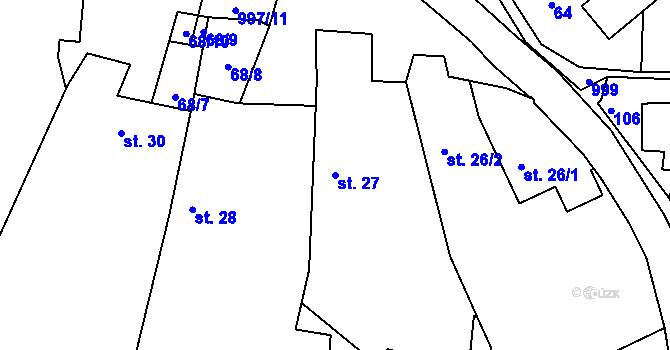 Parcela st. 27 v KÚ Louka u Jemnice, Katastrální mapa