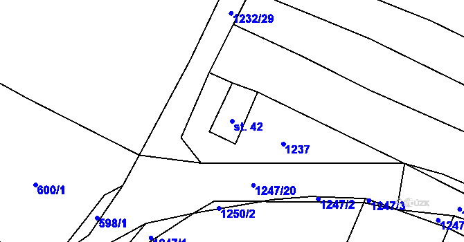 Parcela st. 42 v KÚ Louka u Jemnice, Katastrální mapa