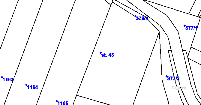Parcela st. 43 v KÚ Louka u Jemnice, Katastrální mapa