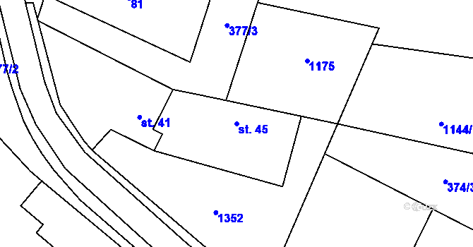 Parcela st. 45 v KÚ Louka u Jemnice, Katastrální mapa