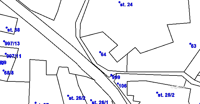 Parcela st. 64 v KÚ Louka u Jemnice, Katastrální mapa