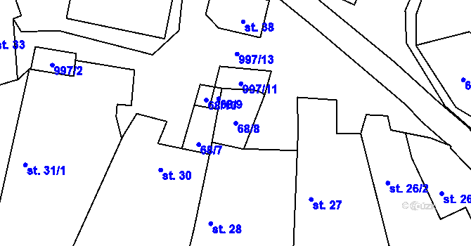 Parcela st. 68/8 v KÚ Louka u Jemnice, Katastrální mapa