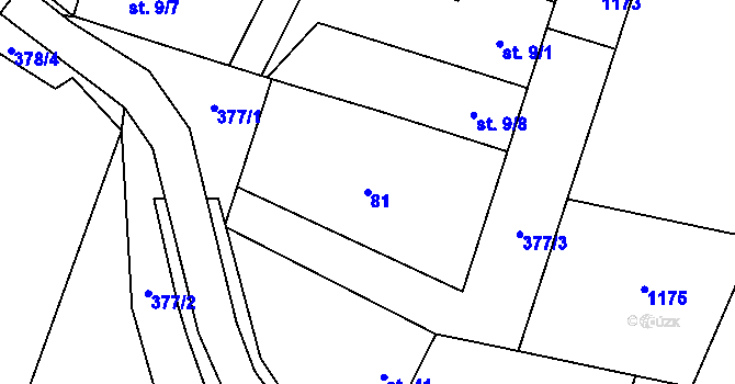 Parcela st. 81 v KÚ Louka u Jemnice, Katastrální mapa
