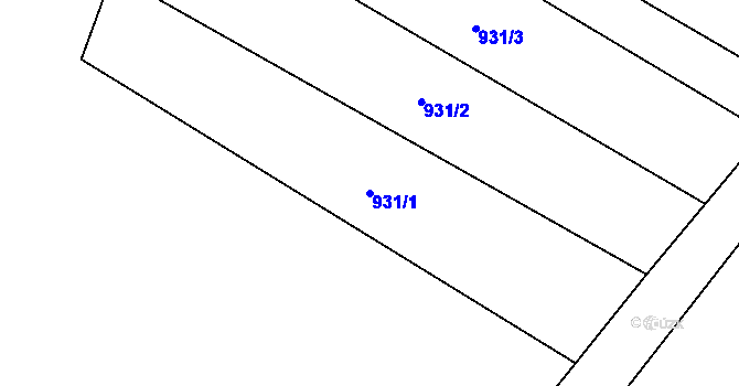 Parcela st. 931/1 v KÚ Louka u Jemnice, Katastrální mapa