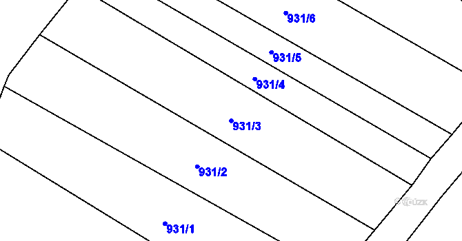 Parcela st. 931/3 v KÚ Louka u Jemnice, Katastrální mapa