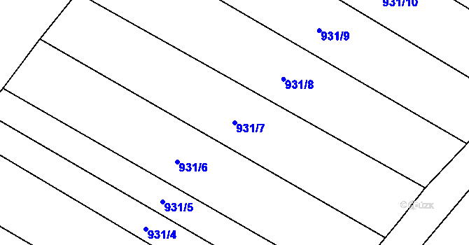 Parcela st. 931/7 v KÚ Louka u Jemnice, Katastrální mapa