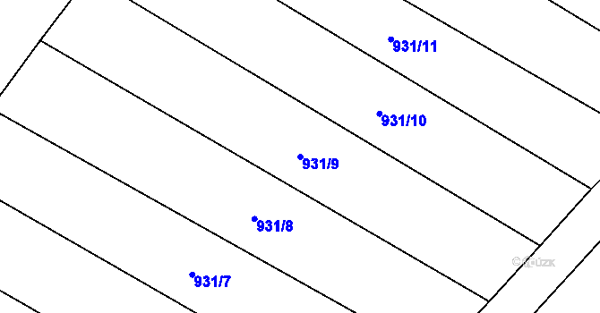 Parcela st. 931/9 v KÚ Louka u Jemnice, Katastrální mapa
