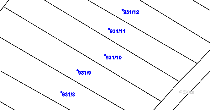 Parcela st. 931/10 v KÚ Louka u Jemnice, Katastrální mapa
