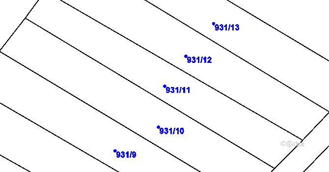 Parcela st. 931/11 v KÚ Louka u Jemnice, Katastrální mapa