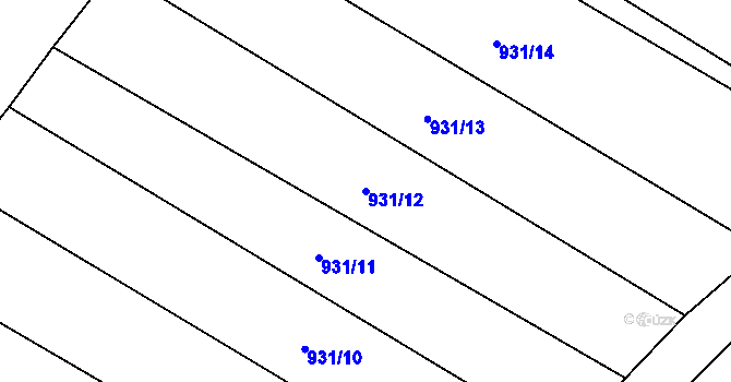 Parcela st. 931/12 v KÚ Louka u Jemnice, Katastrální mapa