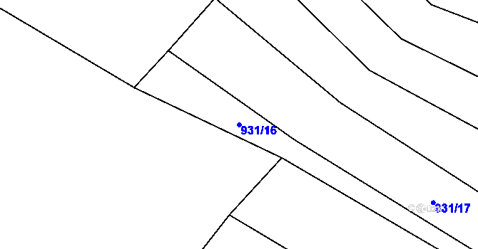 Parcela st. 931/16 v KÚ Louka u Jemnice, Katastrální mapa
