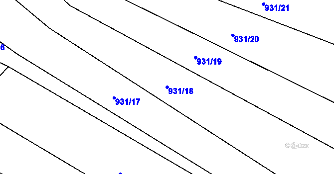 Parcela st. 931/18 v KÚ Louka u Jemnice, Katastrální mapa