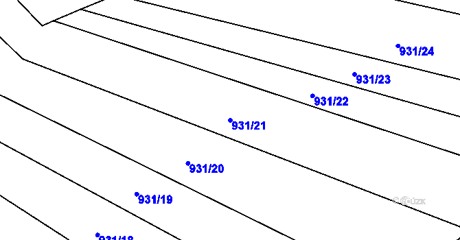 Parcela st. 931/21 v KÚ Louka u Jemnice, Katastrální mapa