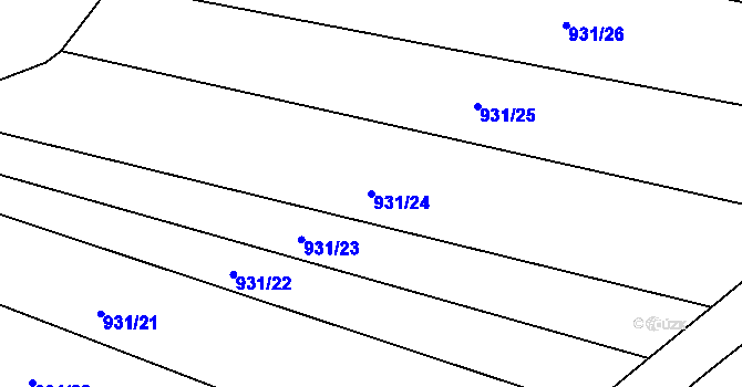 Parcela st. 931/24 v KÚ Louka u Jemnice, Katastrální mapa